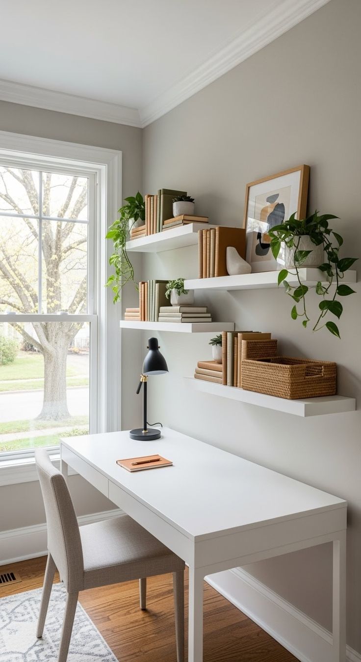 Minimalist Arctic White Workspace Set - Floating Desk & Matching Side Table