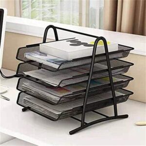 Professional 4-Tier Metal Mesh Document Tray - Sliding Desktop File Organizer