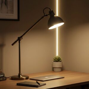 Industrial Matte Black Desk Lamp - Adjustable Swing-Arm Task Light for Office & Study