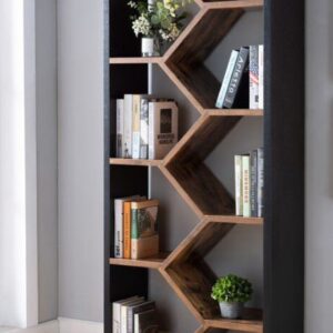 Modern Honeycomb Hexagonal Bookshelf - Premium Wooden Wall-Mounted Display Unit