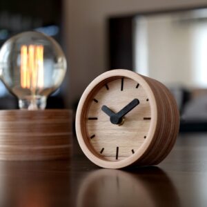 Modern Minimalist Circular Wooden Desk Clock - Silent Non-Ticking Analog Timepiece