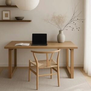 Minimalist Scandinavian Solid Wood Desk - Natural Oak Finish
