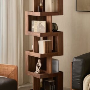 Premium S-Shaped Geometric Bookshelf - Modern Wooden Display Rack & Room Divider