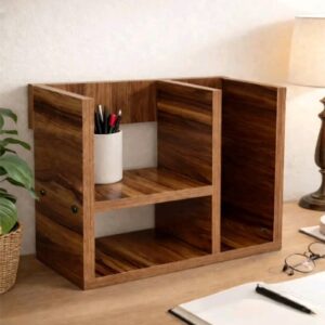 Premium Adjustable Wooden Desktop Bookshelf - Expandable Office Desk Organizer