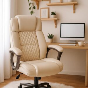 Luxury High-Back Executive Boss Chair - Ergonomic Recliner with Diamond Stitching